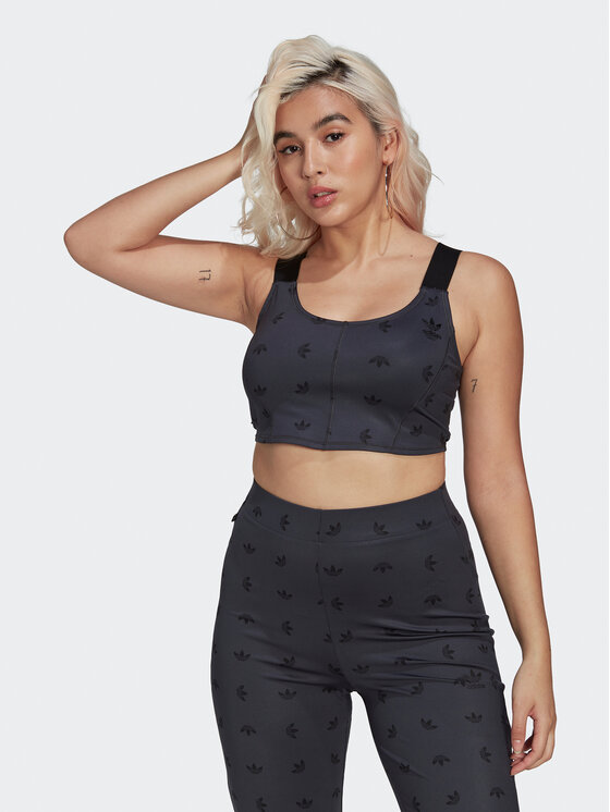 adidas Top Allover Print Corset HL9159 Szary Slim Fit
