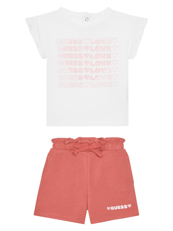 Guess Komplet t-shirt i spódniczka A5GG17 K6YW4 Różowy Regular Fit