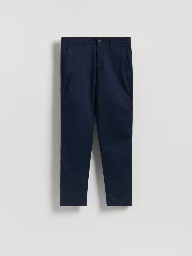Reserved - Bawełniane spodnie chino slim - granatowy