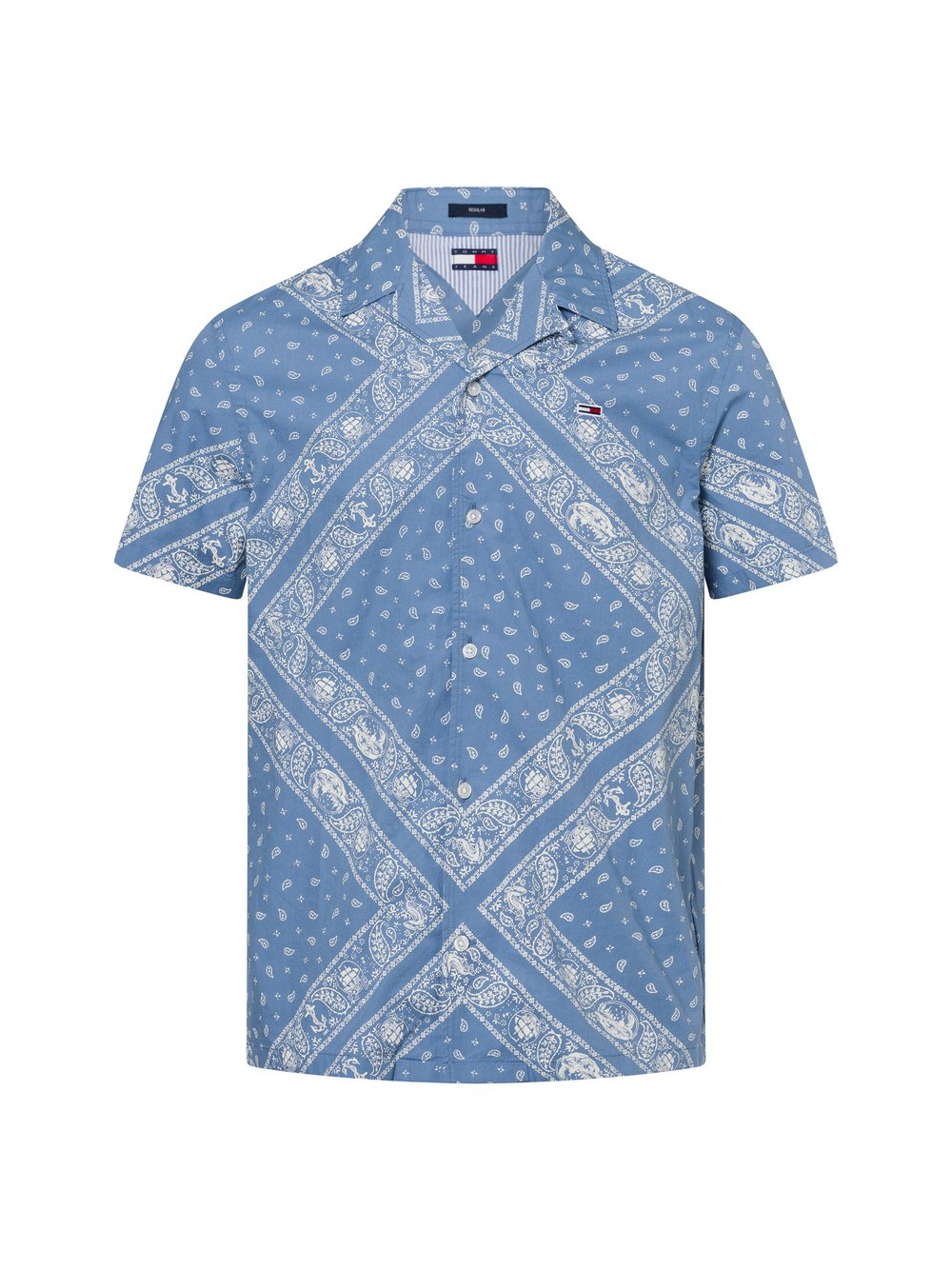 Tommy Jeans Męska koszula casual Mężczyźni Regular Fit Bawełna niebieski, S