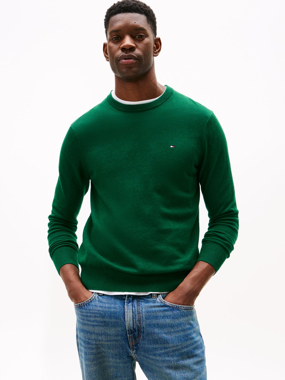 Tommy Hilfiger Sweter z dodatkiem kaszmiru Mężczyźni Bawełna zielony, XXL