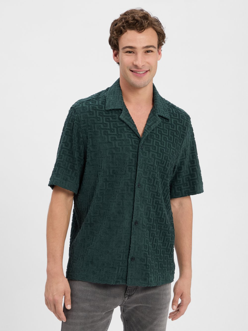 Drykorn Męska koszula casual - Bijan Mężczyźni Regular Fit zielony, L