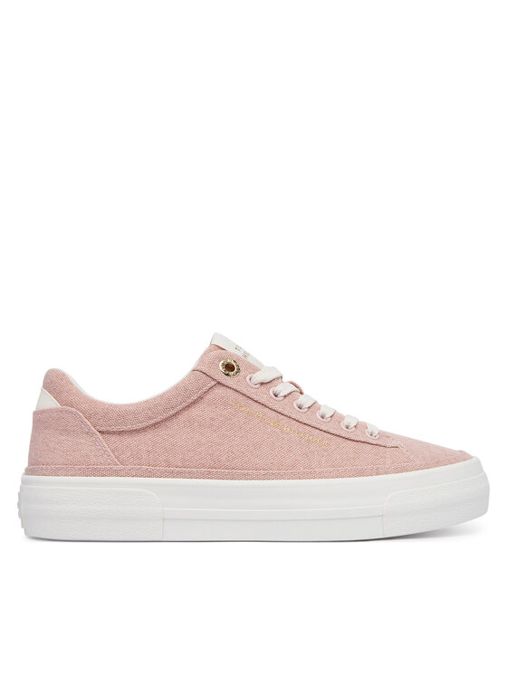 Tommy Hilfiger Sneakersy Washed Canvas Platform Trainers FW0FW09172 Różowy
