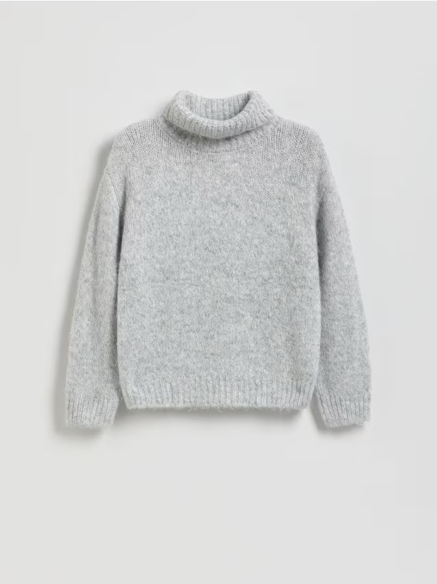 Reserved - Gładki sweter z golfem - jasnoszary