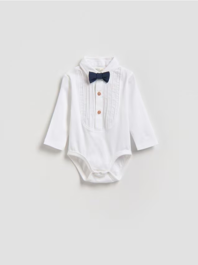 Reserved - Eleganckie body z muchą - biały