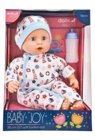 Dolls World Lalka Baby Joy 38cm ubranko białe