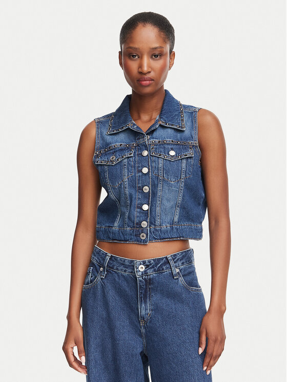 Guess Kamizelka W6YN06 D1344 Niebieski Regular Fit