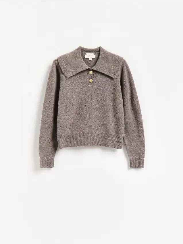 Reserved - Sweter z wełną i domieszką kaszmiru - beżowy