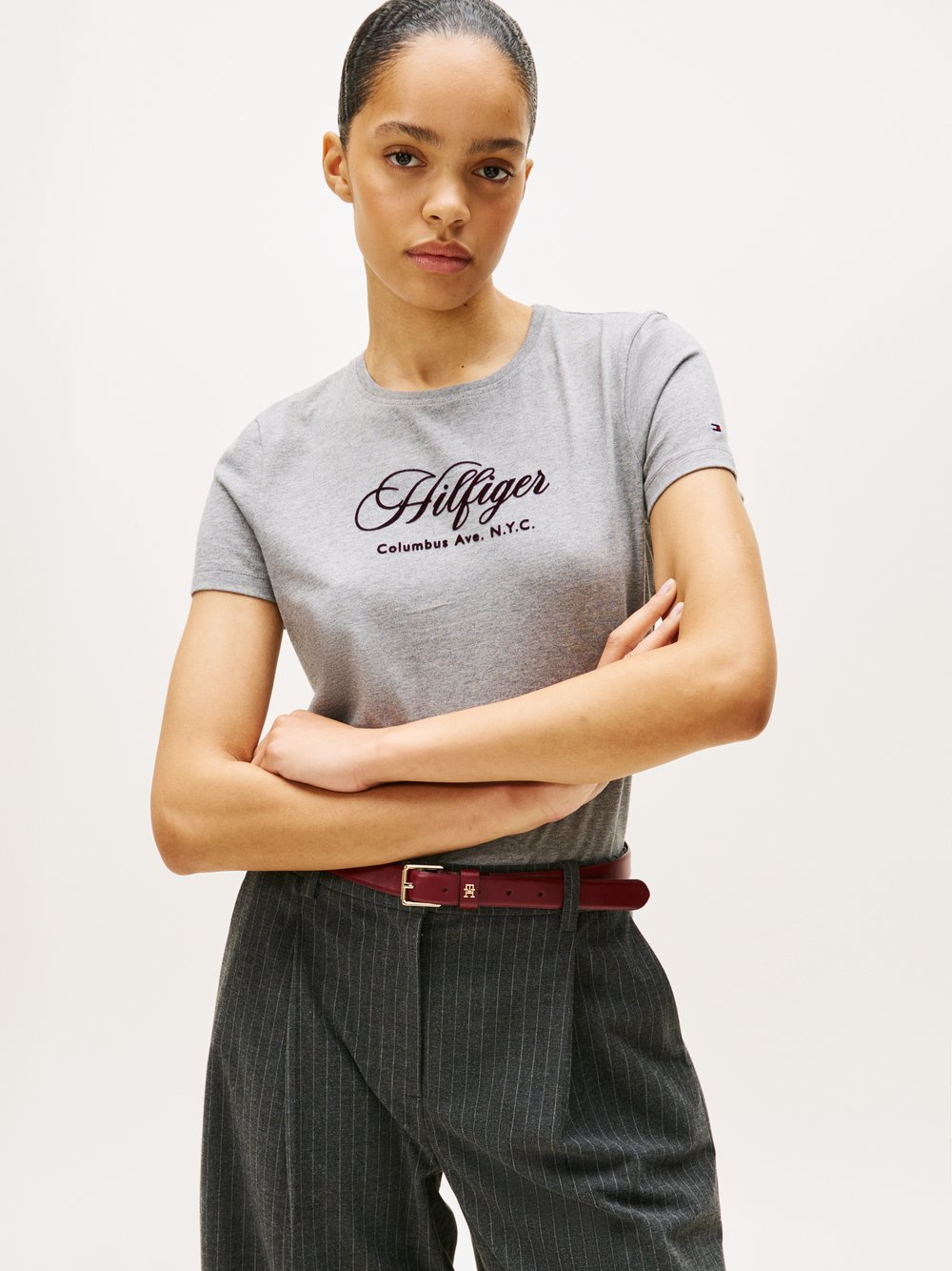 Tommy Hilfiger Koszulka damska Kobiety Bawełna szary|lila, S
