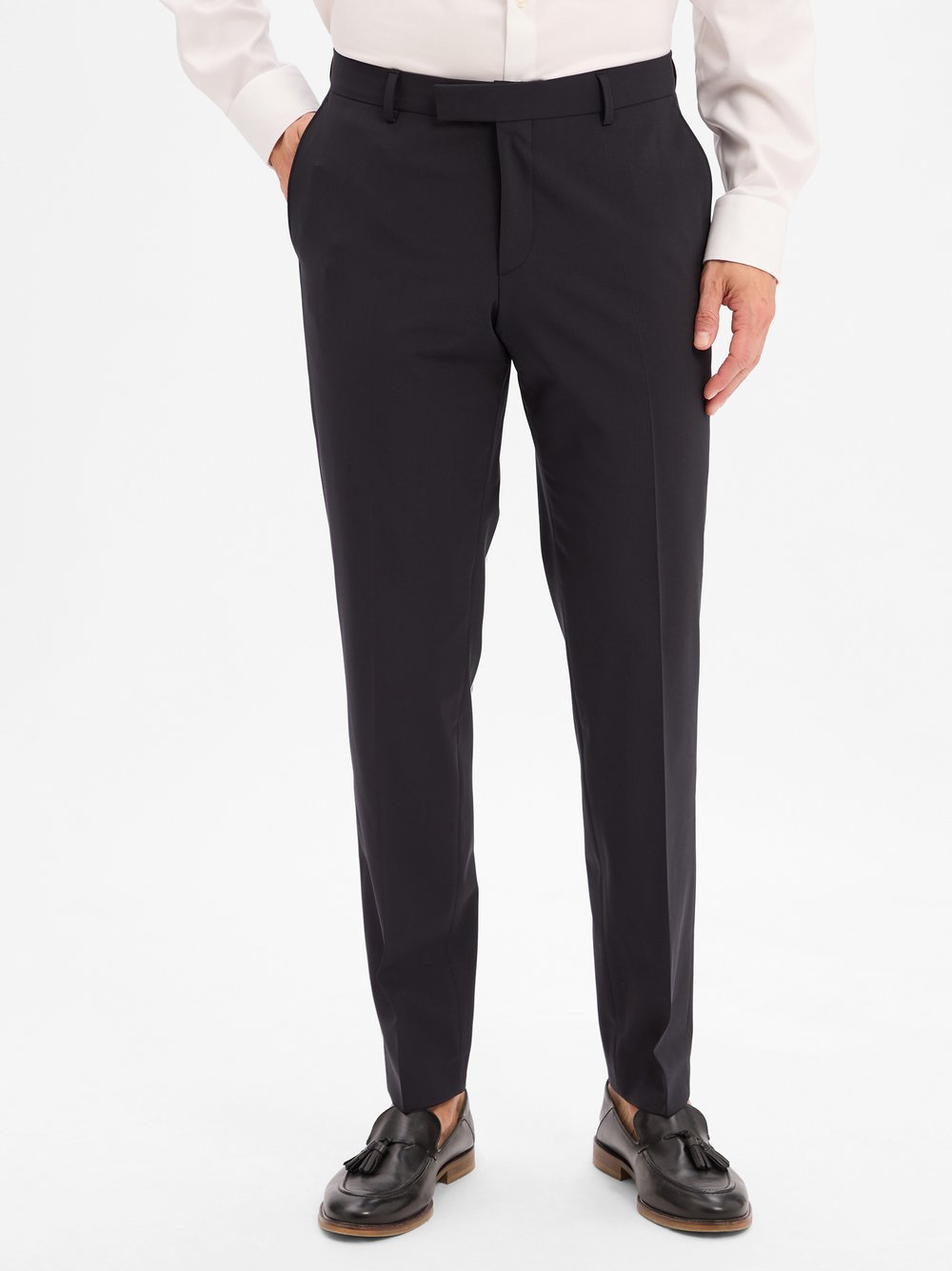 BOSS Męskie spodnie z wełny dziewiczej Baukasten - H-Gio-MM-C-NF Mężczyźni Slim Fit niebieski, 48