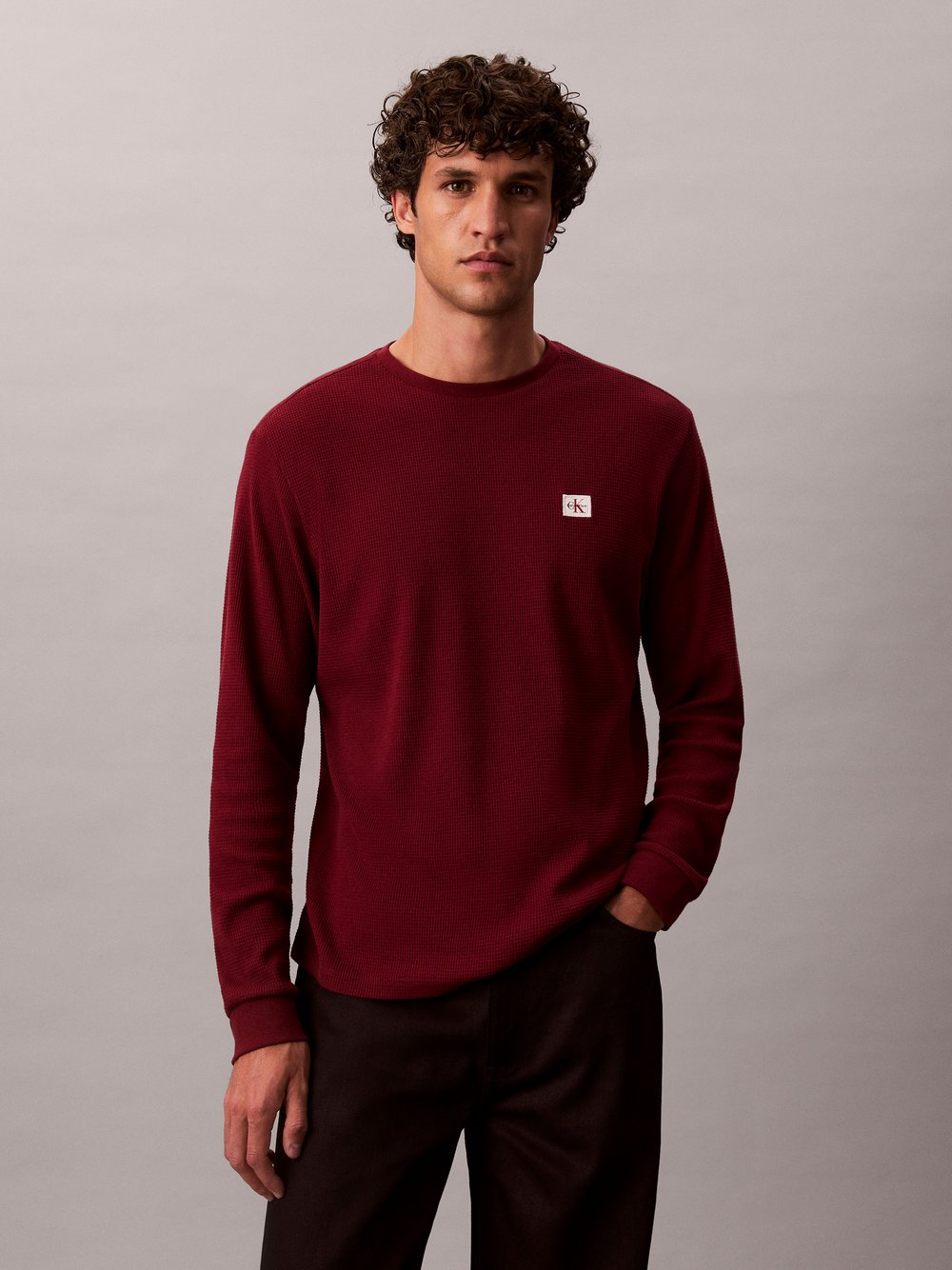 Calvin Klein Jeans Męska koszula z długim rękawem Mężczyźni czerwony, XL