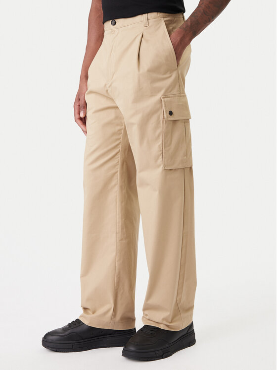 HUGO Spodnie materiałowe Craysen 50553180 Beżowy Straight Fit