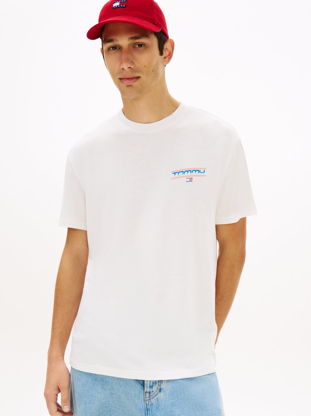 Tommy Jeans Koszulka męska Mężczyźni Bawełna biały, L