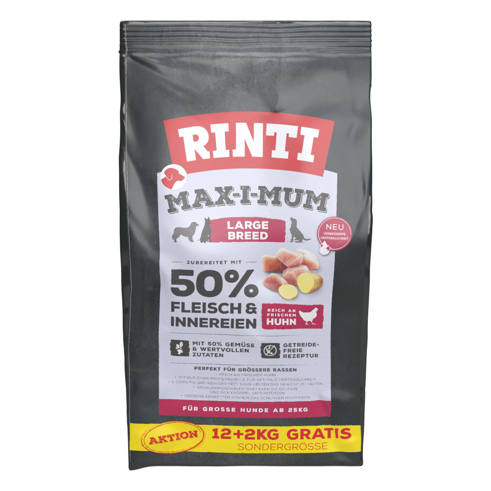 RINTI Max-I-Mum Large Breed, kurczak - 12 +2 kg gratis!