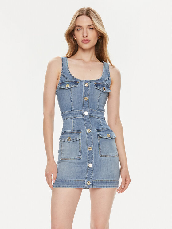 Elisabetta Franchi Sukienka jeansowa AJ-36S-41E2-002606 Niebieski Slim Fit