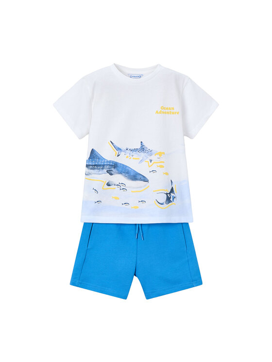 Mayoral Komplet t-shirt i spodenki 3610 Biały Regular Fit