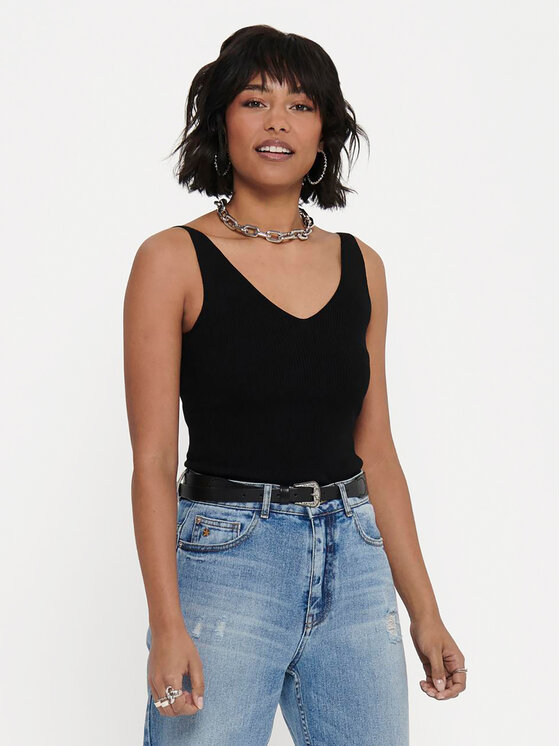 JDY Top Nanna 15180497 Czarny Slim Fit