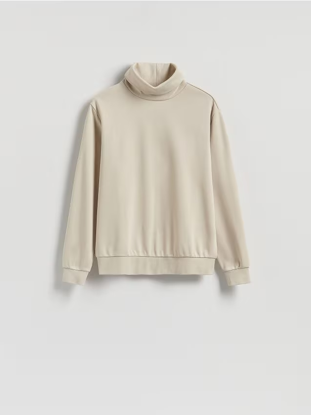 Reserved - Bluza z golfem - beżowy miniaturka