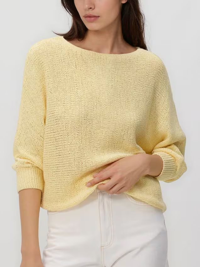 Reserved - Gładki sweter - jasnożółty