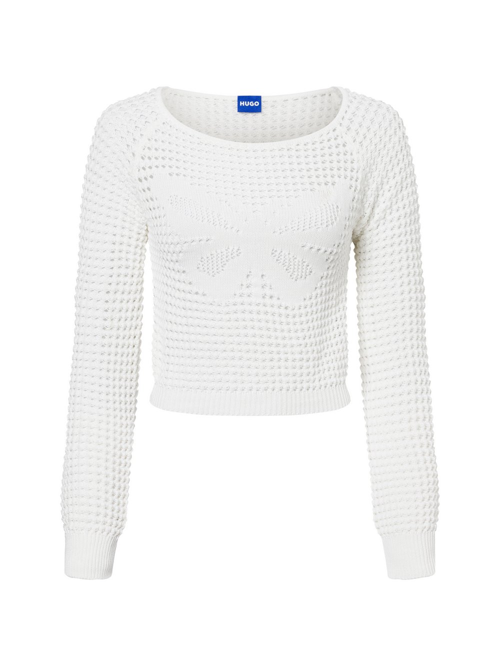 HUGO BLUE Damski sweter z dzianiny - Summery_B Kobiety Bawełna biały, M