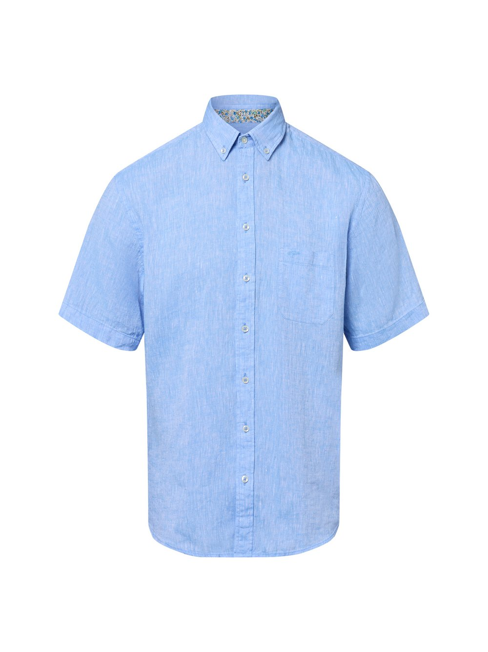 Fynch-Hatton Męska koszula casual z zawartością lnu Mężczyźni Regular Fit len niebieski, L