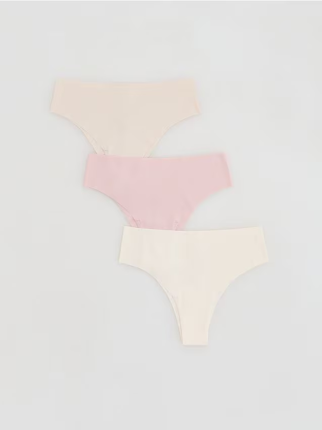 Reserved - Bezszwowe majtki hipster 3 pack - kremowy