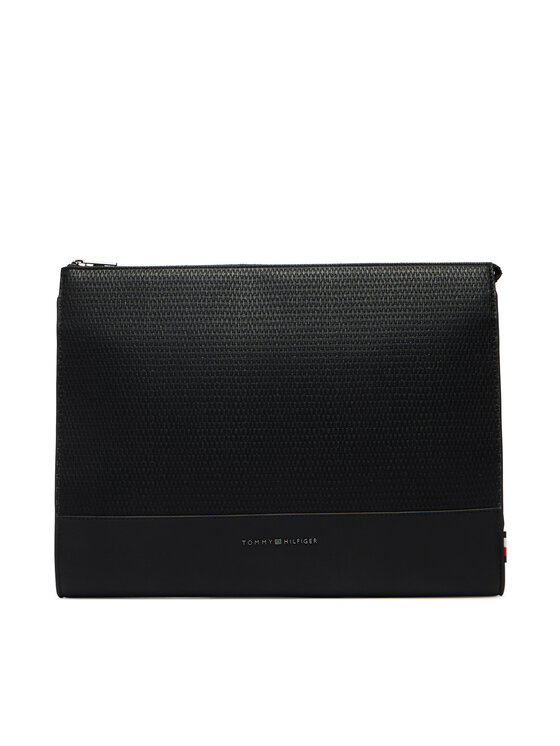 Tommy Hilfiger Etui na laptopa Metal Logo Woven Laptop Sleeve AM0AM14303 Czarny