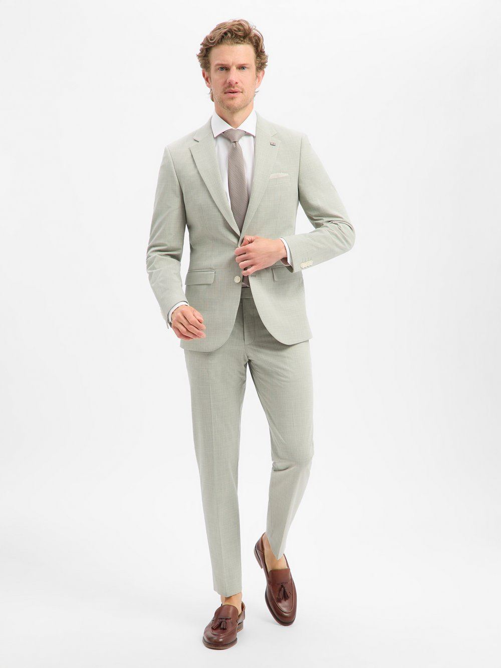 Finshley & Harding London Garnitur - Brixdon/Hoxdon Mężczyźni Slim Fit Sztuczne włókno szary, 48