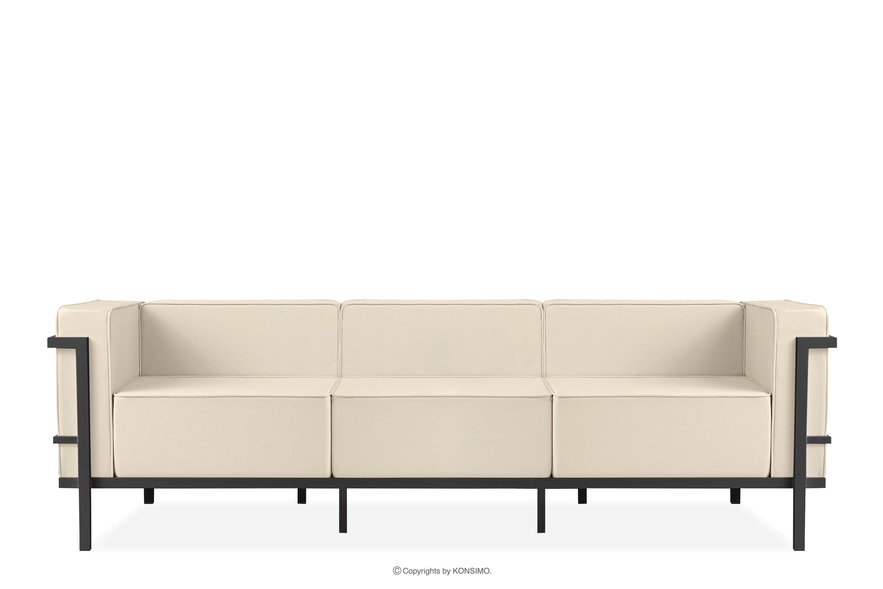 Nowoczesna sofa ogrodowa 3 na metalowych nóżkach ciemny szary/kremowy TRIGLO