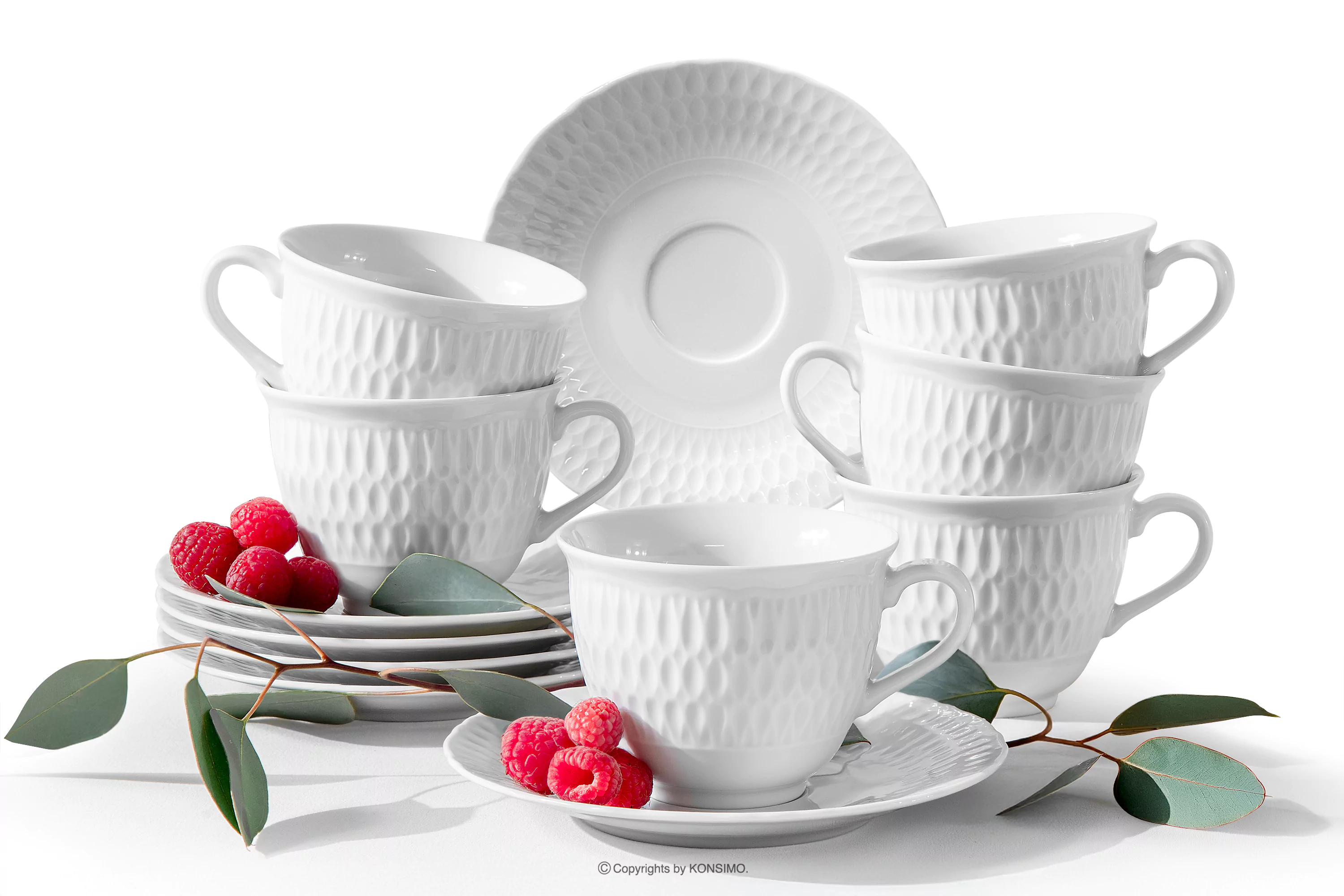 Filiżanka ze spodkiem z porcelany biały 6 szt. SOFIA