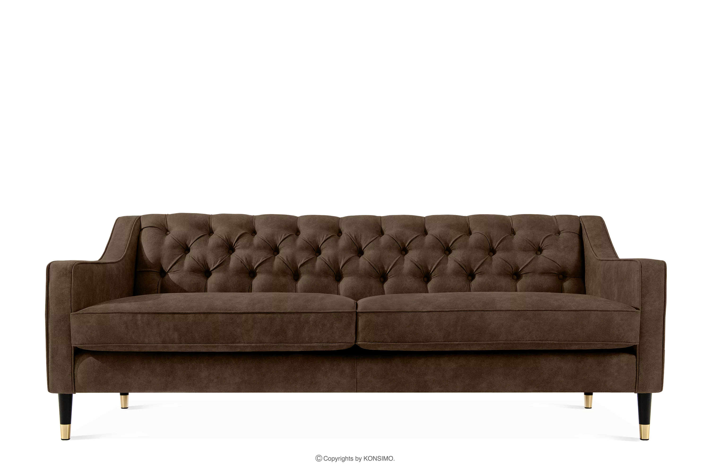 Sofa trzyosobowa w eleganckim stylu z pikowaniem ekoskóra ciemny brązowy NOMUS