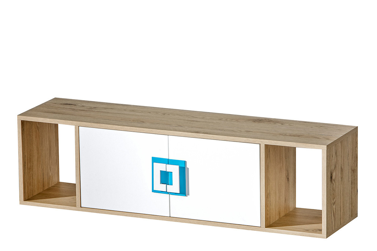 Kolorowa półka wisząca do pokoju dziecięcego biała / jasny dąb / turkusowa CAMBI