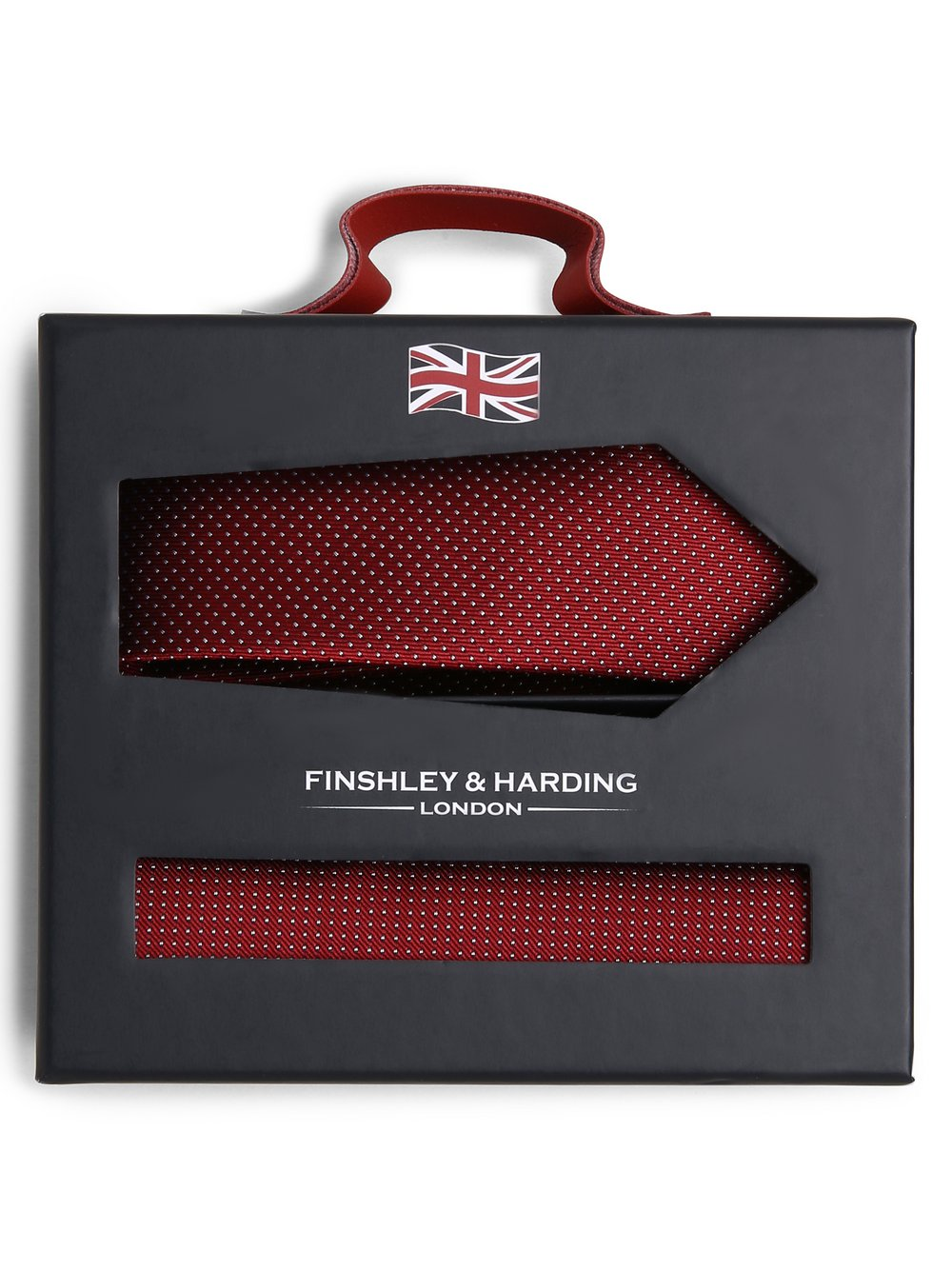 Finshley & Harding London Krawat i poszetka z jedwabiu Mężczyźni Jedwab czerwony, ONE SIZE