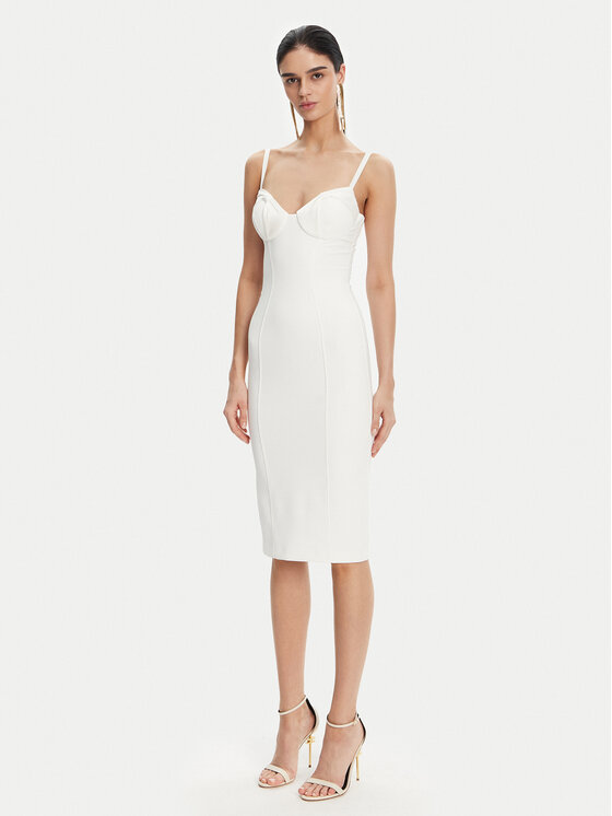 Elisabetta Franchi Sukienka koktajlowa AB-702-51E2 Biały Regular Fit
