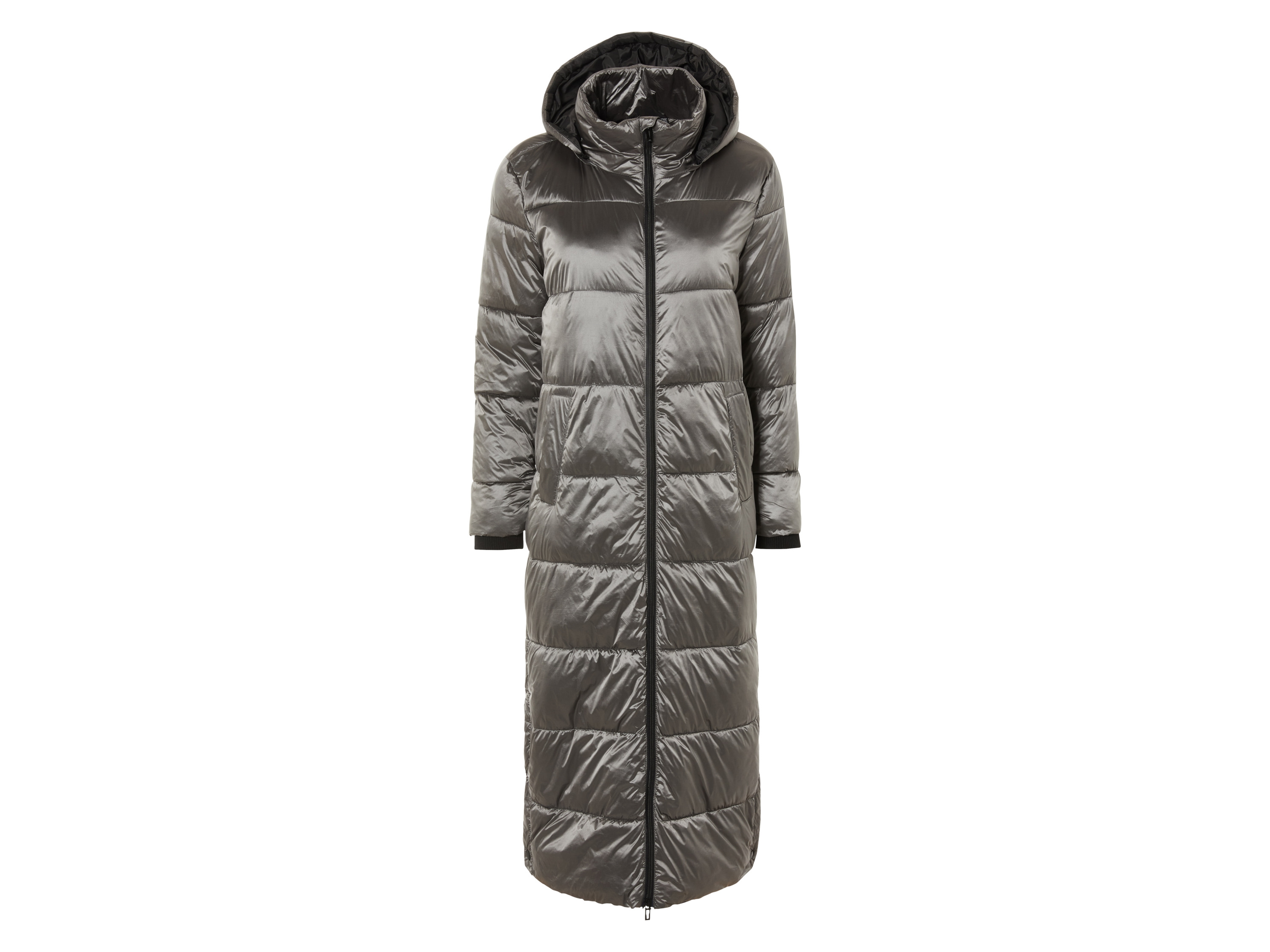 esmara® Pikowany płaszcz damski maxi (XS (32-34), Srebrny)