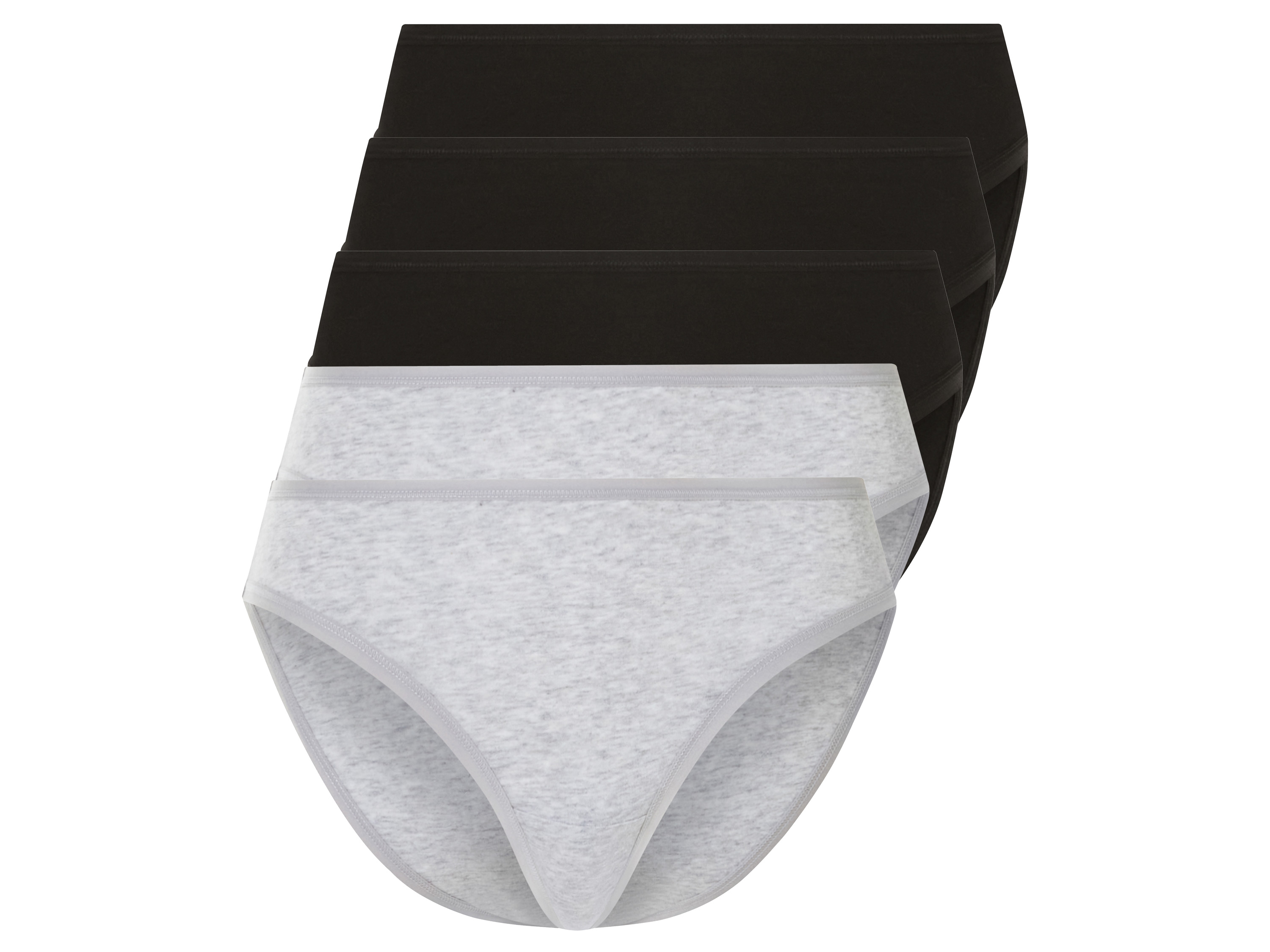 esmara® Figi damskie z bawełną, 5 par (Czarny/ szary, M(40/42))