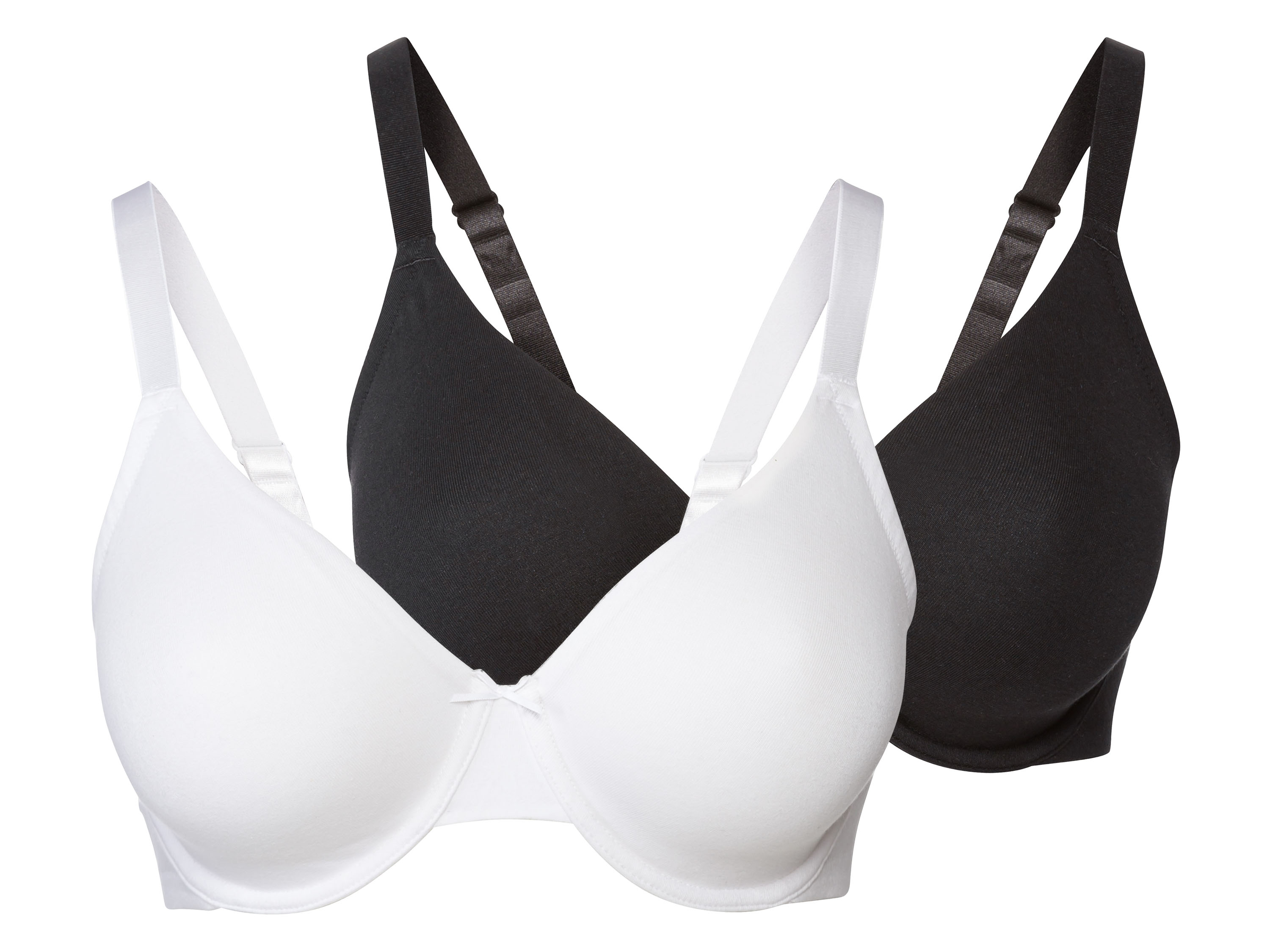esmara® Biustonosz damski z fiszbinami, 2 sztuki (Czarny / biały, 90D)