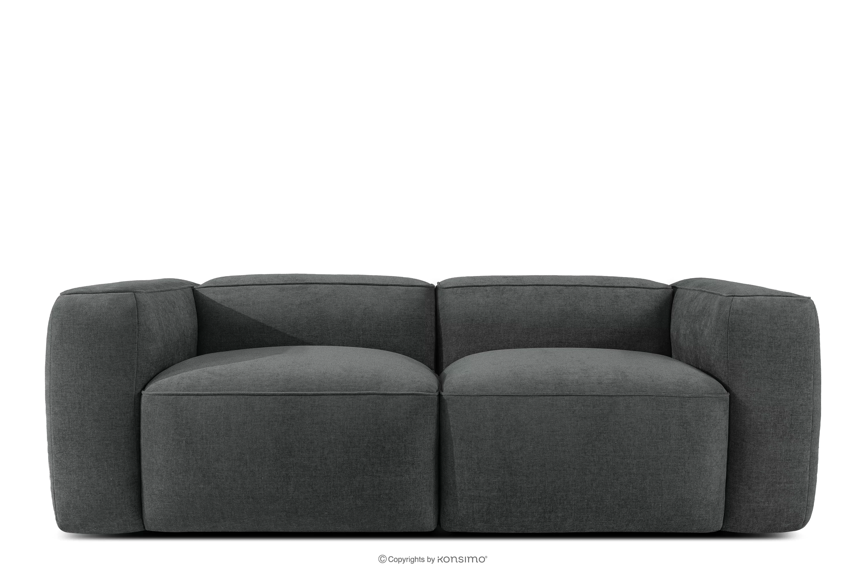 Miękka sofa dwuosobowa w tkaninie plecionej antracytowy FUBBO
