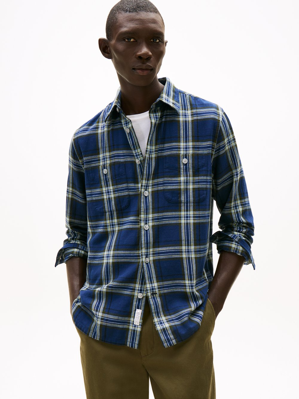 Tommy Hilfiger Męska koszula casual Mężczyźni Regular Fit Bawełna niebieski, M