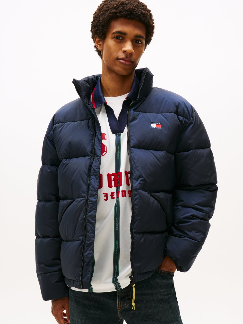 Tommy Jeans Pikowana kurtka męska Mężczyźni niebieski, L