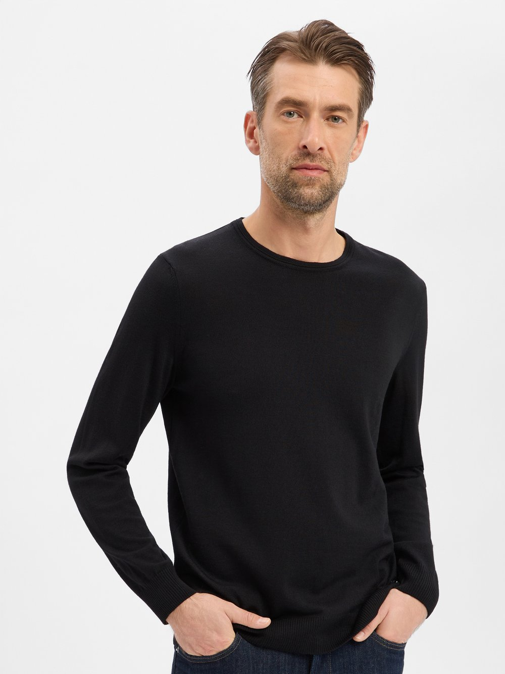 JOOP! Sweter z cienkiej dzianiny - Denny Mężczyźni wełna ze strzyży czarny, XL