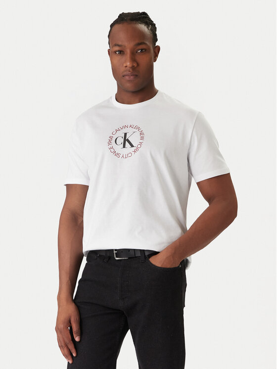 Calvin Klein Jeans T-Shirt Word Circle Graphic LV14RE816G Biały Regular Fit