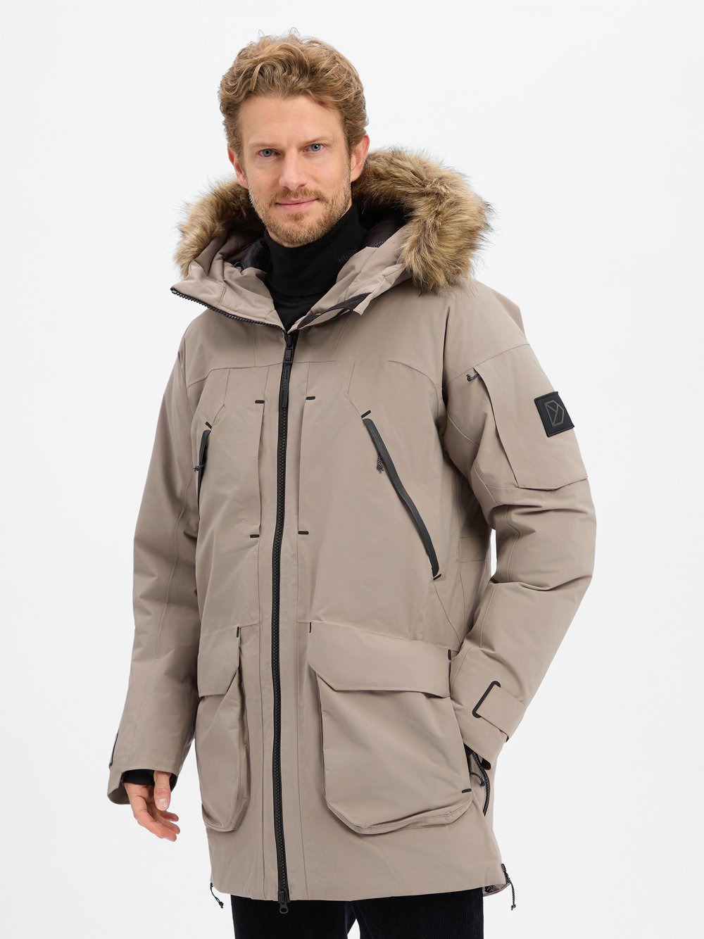Didriksons Parka męska - Zeus Mężczyźni Sztuczne włókno beżowy, XXL