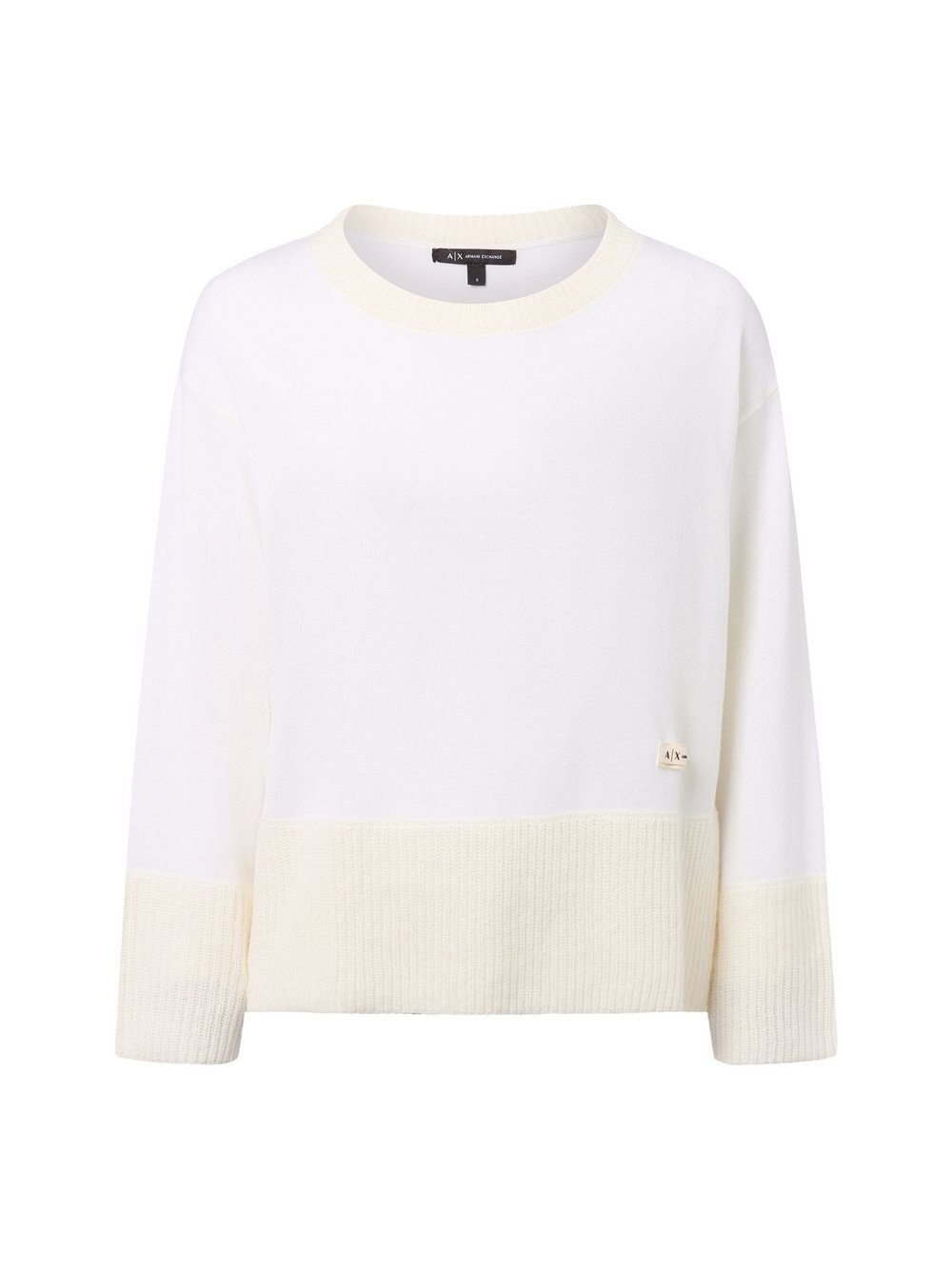 Armani Exchange Sweter damski z zawartością alpaki Kobiety biały, XS