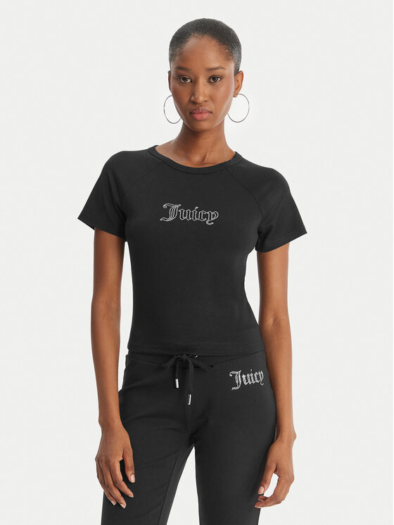Juicy Couture T-Shirt Baby JCWCT126317 Czarny Slim Fit