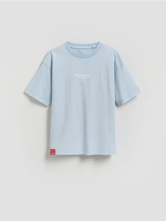 Reserved - Bawełniany t-shirt - niebieski miniaturka