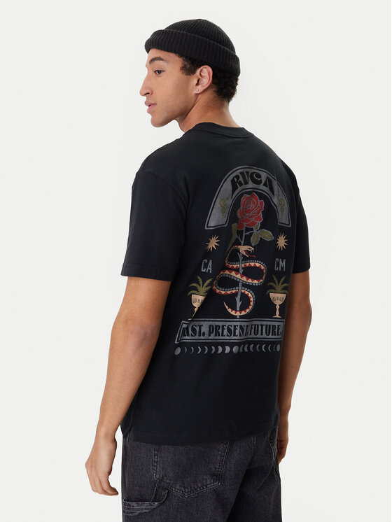 RVCA T-Shirt Roses Poster EVYZT00281 Czarny Regular Fit