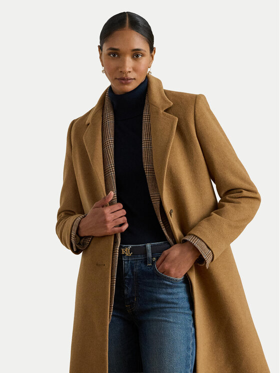 LAUREN RALPH LAUREN Płaszcz wełniany 297P04141002 Brązowy Regular Fit