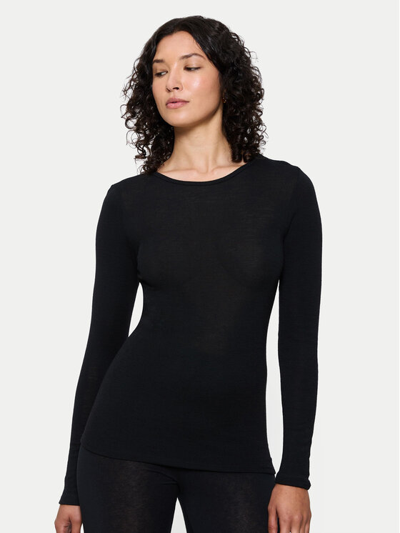 Triumph Koszulka piżamowa Beauty Layers 10225656 Czarny Slim Fit