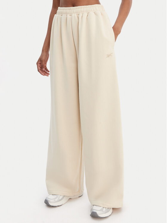 Reebok Spodnie dresowe Reebok x Ewa Chodakowska RK25624CCW Beżowy Wide Leg